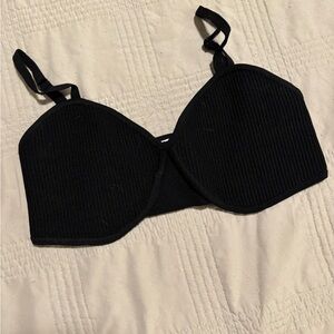 Aritzia Black Ribbed sculpt knit top